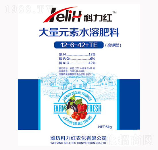 大量元素水溶肥料12-6-42+TE-科力紅-利瑪生物