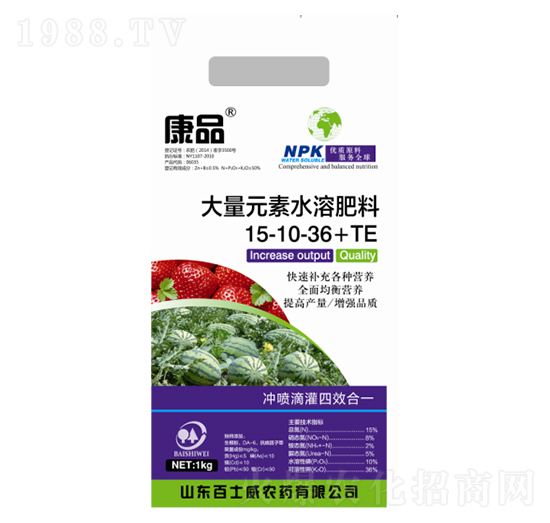 大量元素水溶肥料15-10-36+TE-康品-百士威